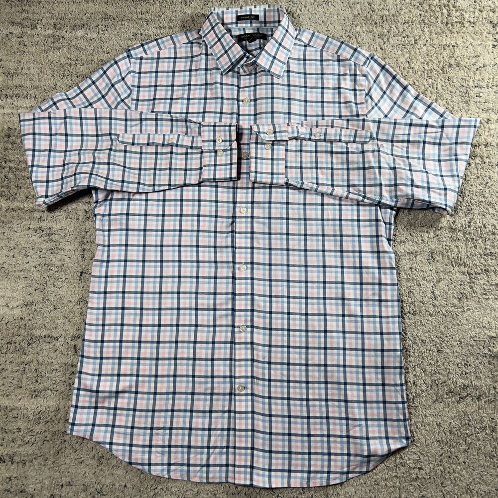 Banana Republic Grant Fit Men's L Supima Cotton Plaid Long Sleeve Button Shirt